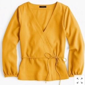J Crew Yellow Faux Wrap Top Blouse